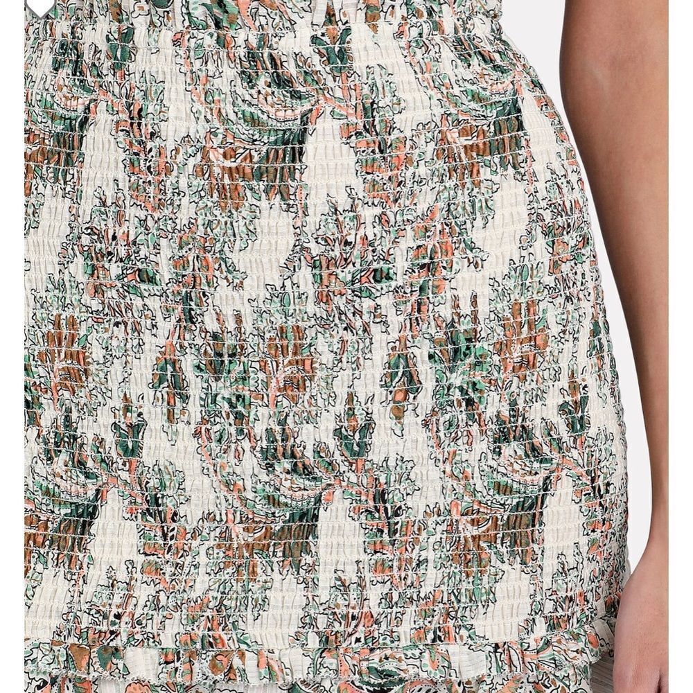 NWOT. Veronica Beard Melodie Smocked Floral Mini Skirt - Picture 4 of 5